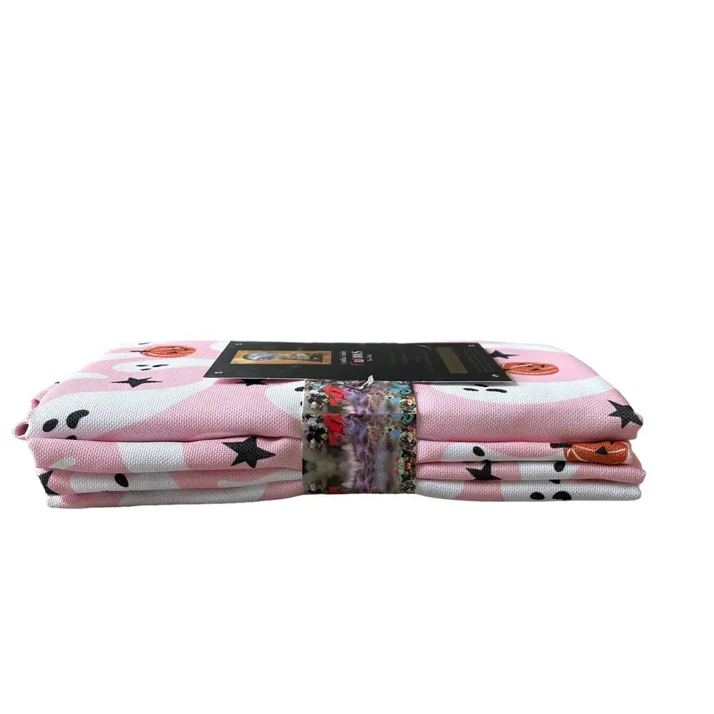 Cynthia Rowley Halloween PINK GHOST Dinner Napkins 18x18 Set of 6 Spooky NEW